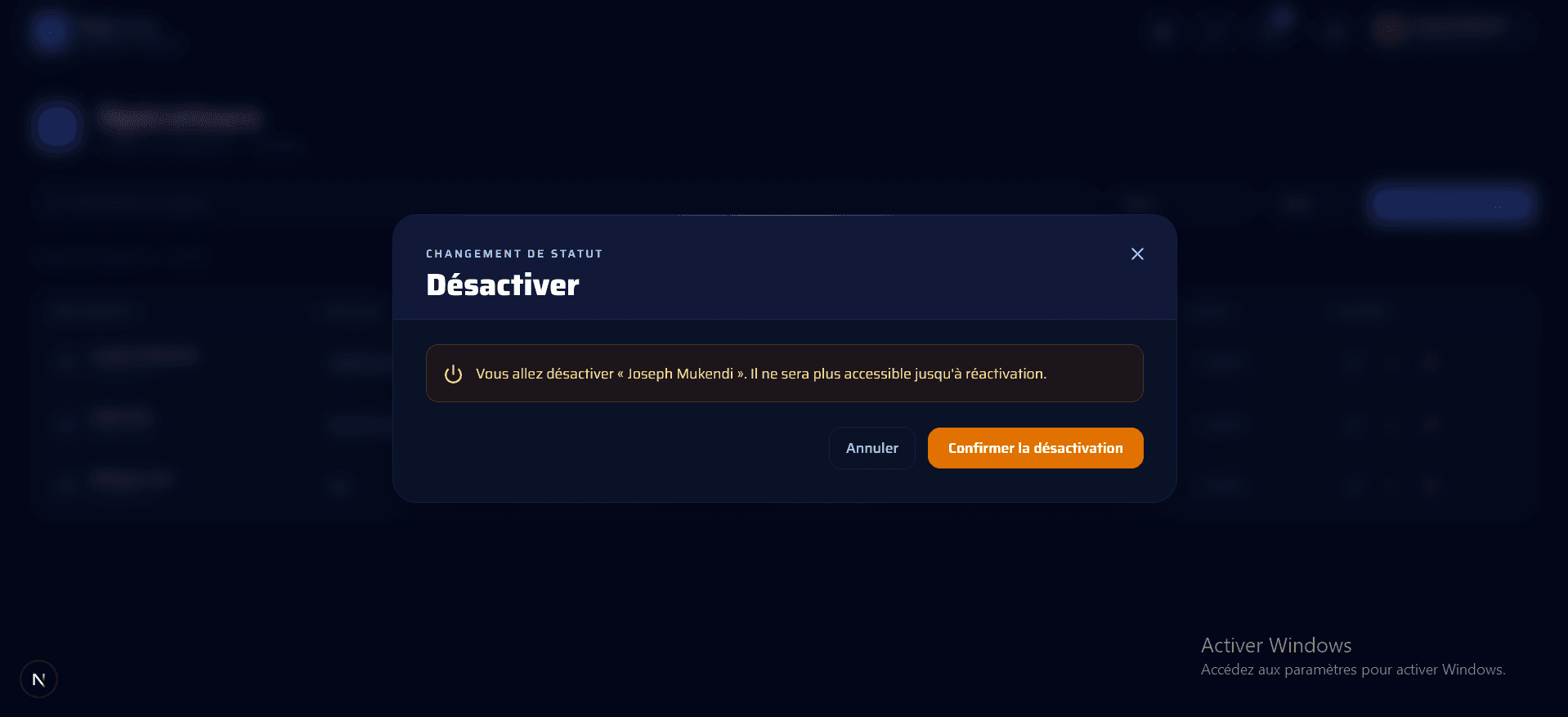 Gestion du statut opérateur