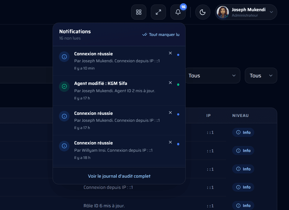 Centre de notifications